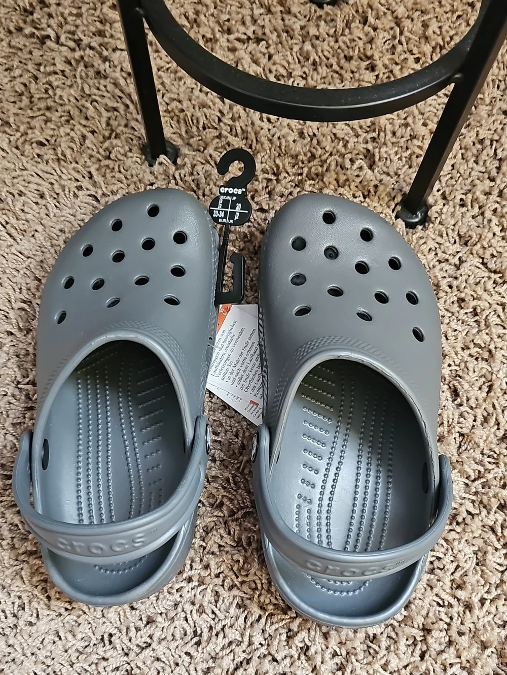 NWT Crocs Kids Classic Clog K Grey J2 Slip On Shoes Sandal